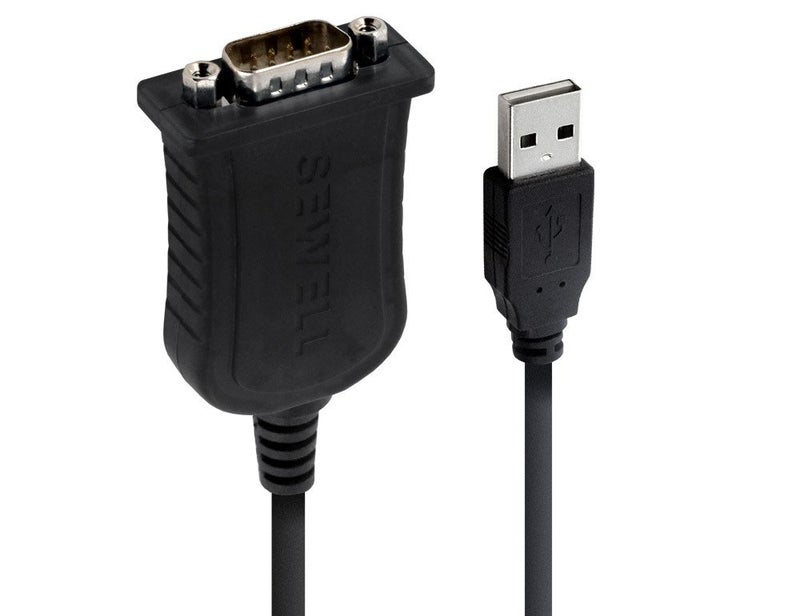 Sewell Instacom USB to Serial Adapter 2' with Posts (SW-1301), Black - Image 1